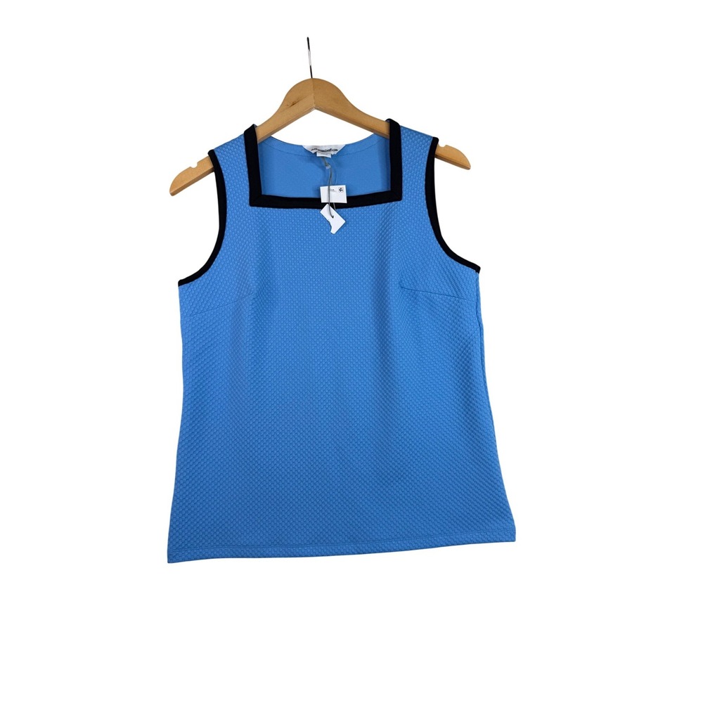 New Liz Claiborne Square Neck Sleeveless Blouse size Small‎ Blue/Black